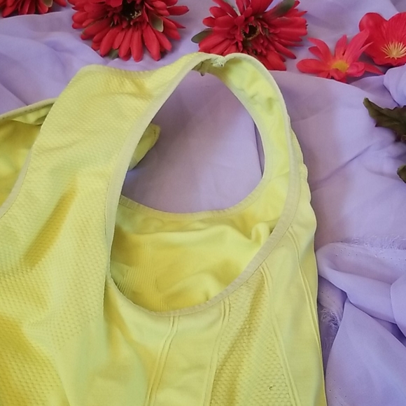 Women's Neon Yellow Racerback Work-Out Tank - Picture 4 of 5